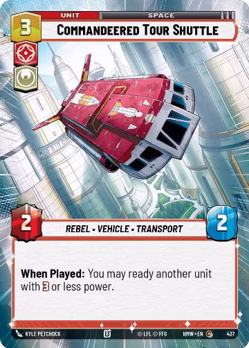 Commandeered Tour Shuttle (Hyperspace) (437), Homeworlds — Star Wars card price