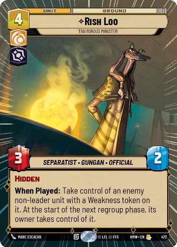 Rish Loo - Traitorous Minister (Hyperspace) (472), Homeworlds — Star Wars card price