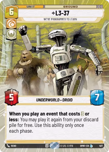 L3-37 - We're Programmed to Learn (Hyperspace) (487), Homeworlds — Star Wars card price