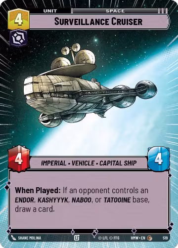 Surveillance Cruiser (Hyperspace) (519), Homeworlds — Star Wars card price