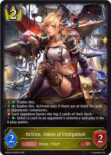 Octrice, Omen of Usurpation (BP05-R018EN), Eightfold Retribution — Shadowverse card price