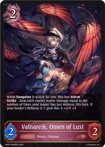 Valnareik, Omen of Lust (BP05-R069EN), Eightfold Retribution — Shadowverse card price
