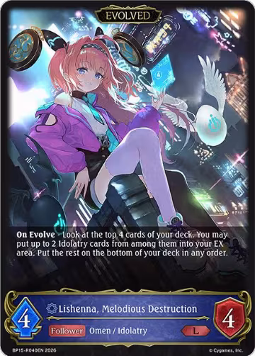 Lishenna, Melodious Destruction (Evolved) (BP15-R040EN), Eightfold Retribution — Shadowverse card price