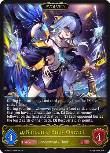 Barbaros, Briny Convict (Evolved) (BP19-020EN), Eightfold Retribution — Shadowverse card price