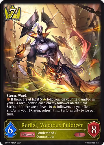 Radiel, Valorous Enforcer (BP19-021EN), Eightfold Retribution — Shadowverse card price