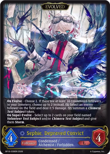 Sephie, Depraved Convict (Evolved) (BP19-039EN), Eightfold Retribution — Shadowverse card price