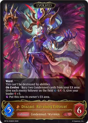 Drazael, Ravening Enforcer (Evolved) (BP19-058EN), Eightfold Retribution — Shadowverse card price