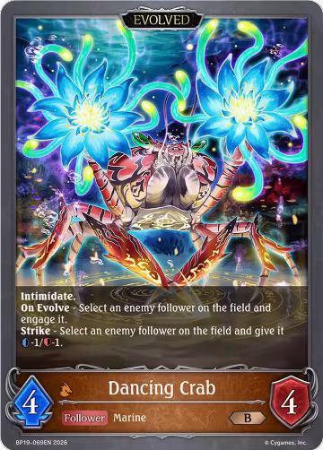 Dancing Crab (Evolved) (BP19-069EN), Eightfold Retribution — Shadowverse card price