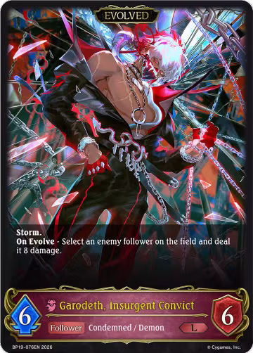 Garodeth, Insurgent Convict (Evolved) (BP19-076EN), Eightfold Retribution — Shadowverse card price