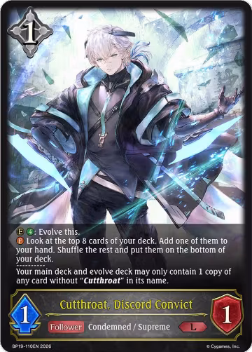Cutthroat, Discord Convict (BP19-110EN), Eightfold Retribution — Shadowverse card price