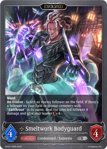 Smeltwork Bodyguard (Evolved) (BP19-118EN), Eightfold Retribution — Shadowverse card price