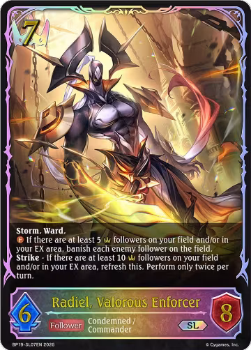 Radiel, Valorous Enforcer (SL) (BP19-SL07EN), Eightfold Retribution — Shadowverse card price