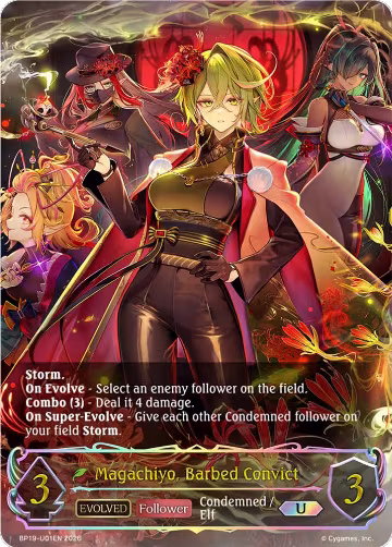 Magachiyo, Barbed Convict (Evolved) (U) (BP19-U01EN), Eightfold Retribution — Shadowverse card price