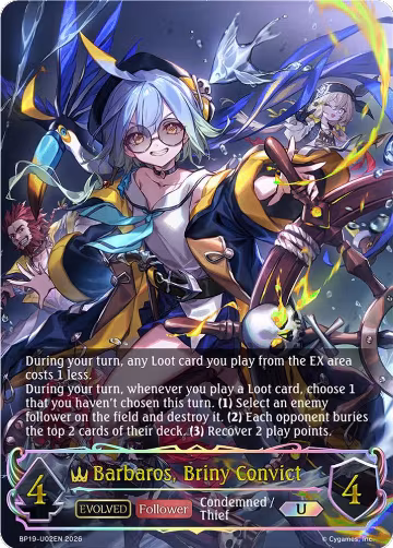 Barbaros, Briny Convict (Evolved) (U) (BP19-U02EN), Eightfold Retribution — Shadowverse card price