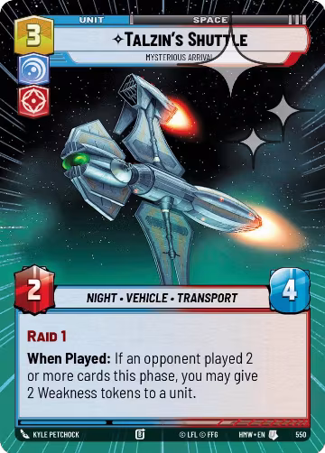 Talzin's Shuttle - Mysterious Arrival (Hyperspace Foil) (550), Homeworlds — Star Wars card price