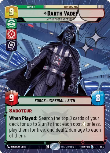 Darth Vader - Any Methods Necessary (Hyperspace Foil) (553), Homeworlds — Star Wars card price