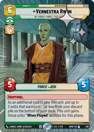 Vernestra Rwoh - We Should Handle This Ourselves (Hyperspace Foil) (558), Homeworlds — Star Wars card price