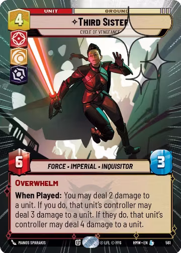 Third Sister - Cycle of Vengeance (Hyperspace Foil) (561), Homeworlds — Star Wars card price