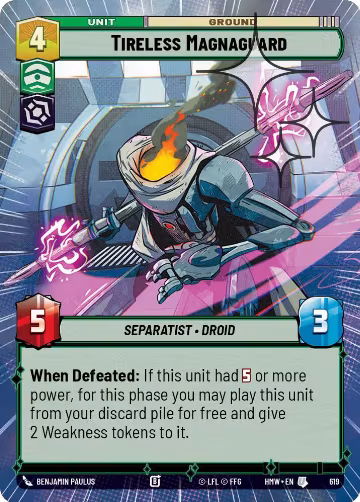 Tireless Magnaguard (Hyperspace Foil) (619), Homeworlds — Star Wars card price