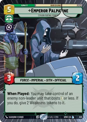 Emperor Palpatine - Consolidating Power (Hyperspace Foil) (620), Homeworlds — Star Wars card price