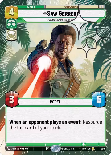 Saw Gerrera - Shadowlands Insurgent (Hyperspace Foil) (629), Homeworlds — Star Wars card price