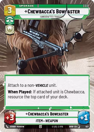 Chewbacca's Bowcaster - Handcrafted Tradition (Hyperspace Foil) (637), Homeworlds — Star Wars card price
