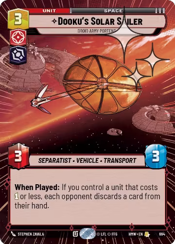Dooku's Solar Sailer - Droid Army Portent (Hyperspace Foil) (664), Homeworlds — Star Wars card price