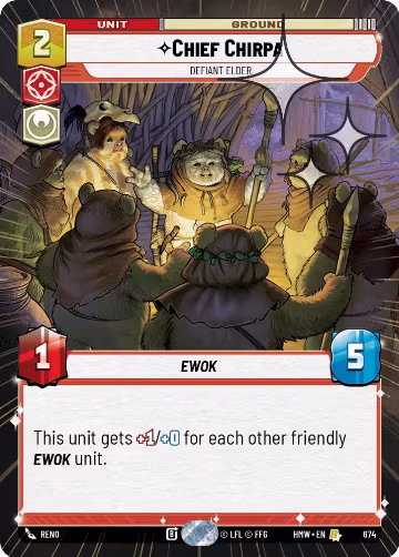 Chief Chirpa - Defiant Elder (Hyperspace Foil) (674), Homeworlds — Star Wars card price