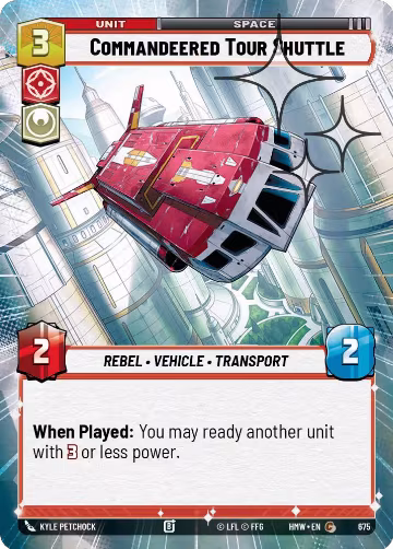 Commandeered Tour Shuttle (Hyperspace Foil) (675), Homeworlds — Star Wars card price