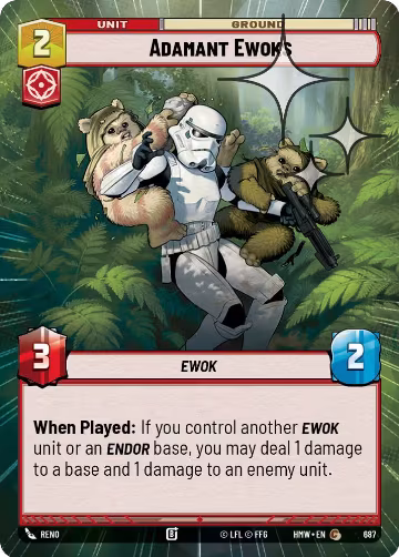 Adamant Ewoks (Hyperspace Foil) (687), Homeworlds — Star Wars card price