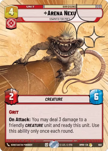 Arena Nexu - Starved for Prey (Hyperspace Foil) (692), Homeworlds — Star Wars card price
