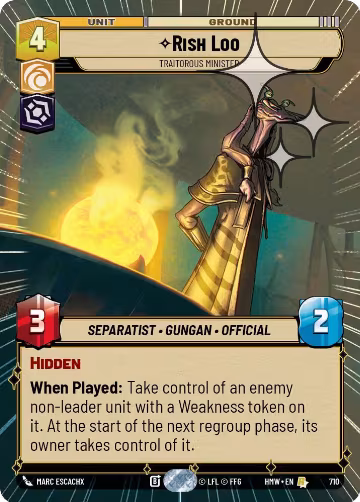 Rish Loo - Traitorous Minister (Hyperspace Foil) (710), Homeworlds — Star Wars card price