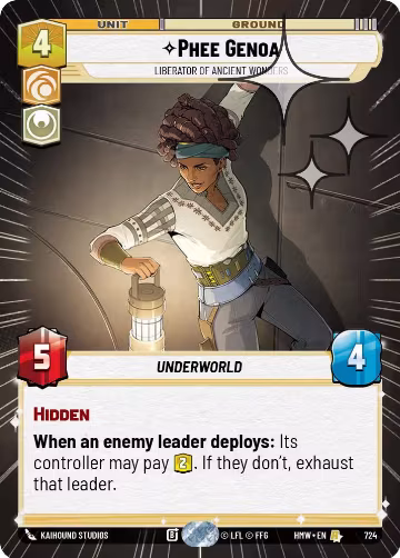 Phee Genoa - Liberator of Ancient Wonders (Hyperspace Foil) (724), Homeworlds — Star Wars card price