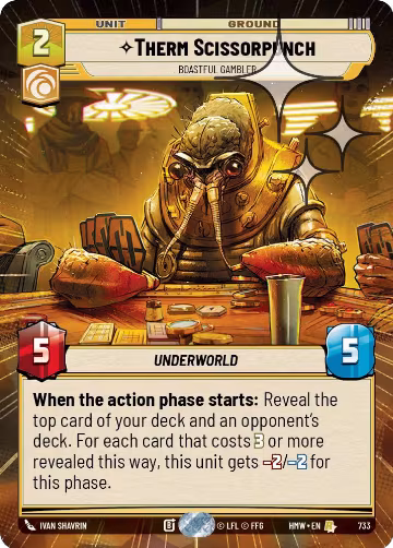 Therm Scissorpunch - Boastful Gambler (Hyperspace Foil) (733), Homeworlds — Star Wars card price
