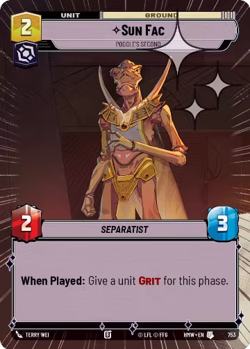 Sun Fac - Poggle's Second (Hyperspace Foil) (753), Homeworlds — Star Wars card price