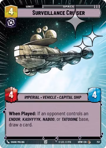 Surveillance Cruiser (Hyperspace Foil) (757), Homeworlds — Star Wars card price