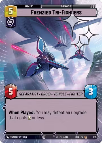 Frenzied Tri-Fighters (Hyperspace Foil) (759), Homeworlds — Star Wars card price