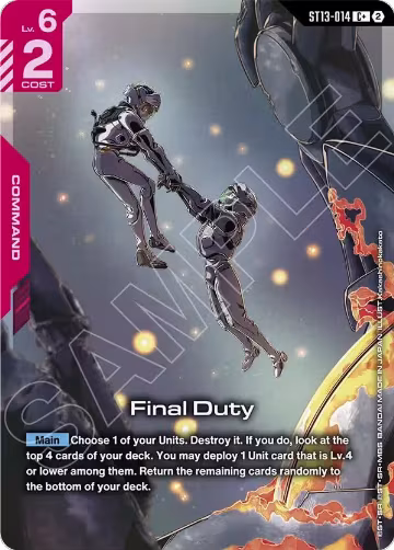 Final Duty (C+) (ST13-014), Starter Deck 13: Silent Barrage — Gundam card price