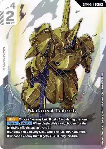 Natural Talent (C+) (ST14-013), Starter Deck 14: Heavy Dominion — Gundam card price
