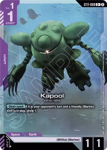Kapool (C+) (ST11-009), Starter Deck 11: Aquatic Assault — Gundam card price