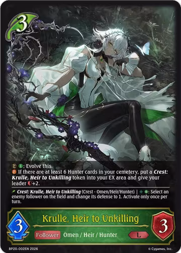 Krulle, Heir to Unkilling (BP20-002EN), Omens and Heirs — Shadowverse card price
