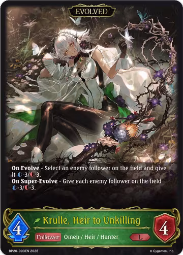 Krulle, Heir to Unkilling (Evolved) (BP20-003EN), Omens and Heirs — Shadowverse card price