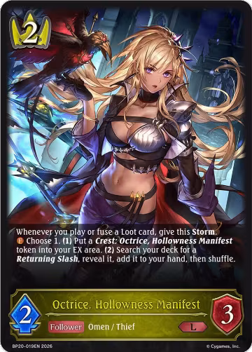 Octrice, Hollowness Manifest (BP20-019EN), Omens and Heirs — Shadowverse card price