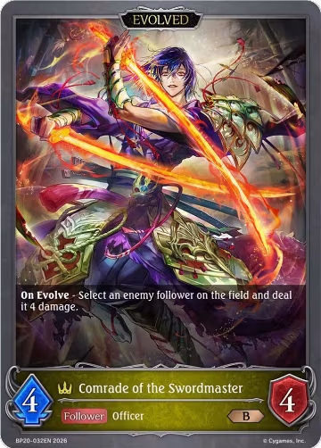 Comrade of the Swordmaster (Evolved) (BP20-032EN), Omens and Heirs — Shadowverse card price