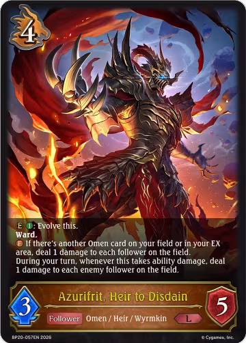 Azurifrit, Heir to Disdain (BP20-057EN), Omens and Heirs — Shadowverse card price