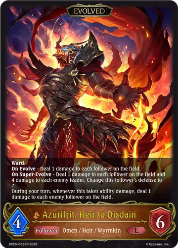 Azurifrit, Heir to Disdain (Evolved) (BP20-058EN), Omens and Heirs — Shadowverse card price