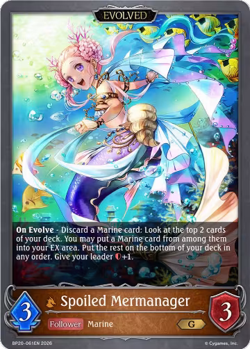 Spoiled Mermanager (Evolved) (BP20-061EN), Omens and Heirs — Shadowverse card price