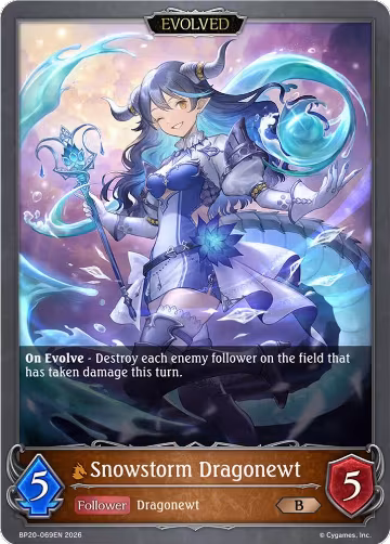 Snowstorm Dragonewt (Evolved) (BP20-069EN), Omens and Heirs — Shadowverse card price