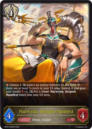 Marwynn, Despair Manifest (BP20-093EN), Omens and Heirs — Shadowverse card price