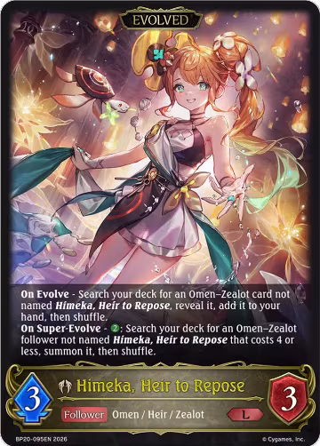Himeka, Heir to Repose (Evolved) (BP20-095EN), Omens and Heirs — Shadowverse card price